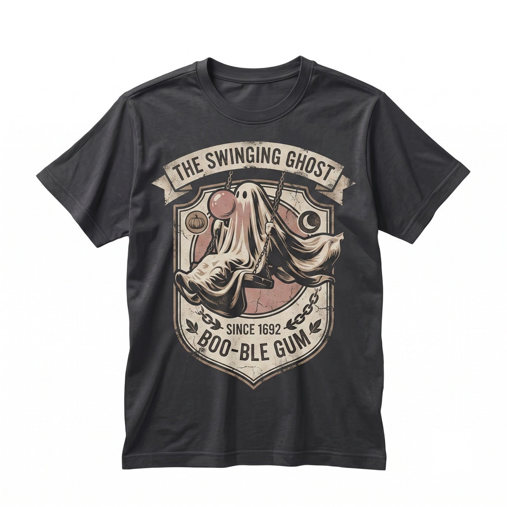 Funny Ghost Sitting on Ferris Wheel Blowing Bubbles Cute Spooky Autumn Fall Vibes Unisex TShirt