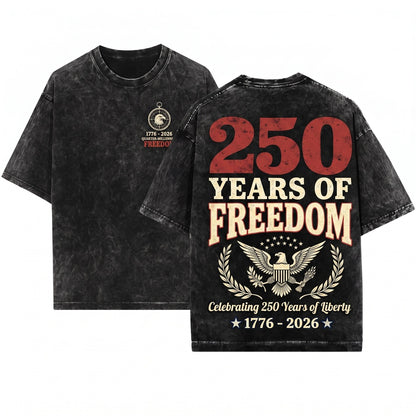 250 Years of Freedom Vintage Patriotic USA America Unisex Wash T-Shirt