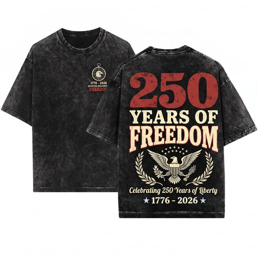 250 Years of Freedom Vintage Patriotic USA America Unisex Wash T-Shirt