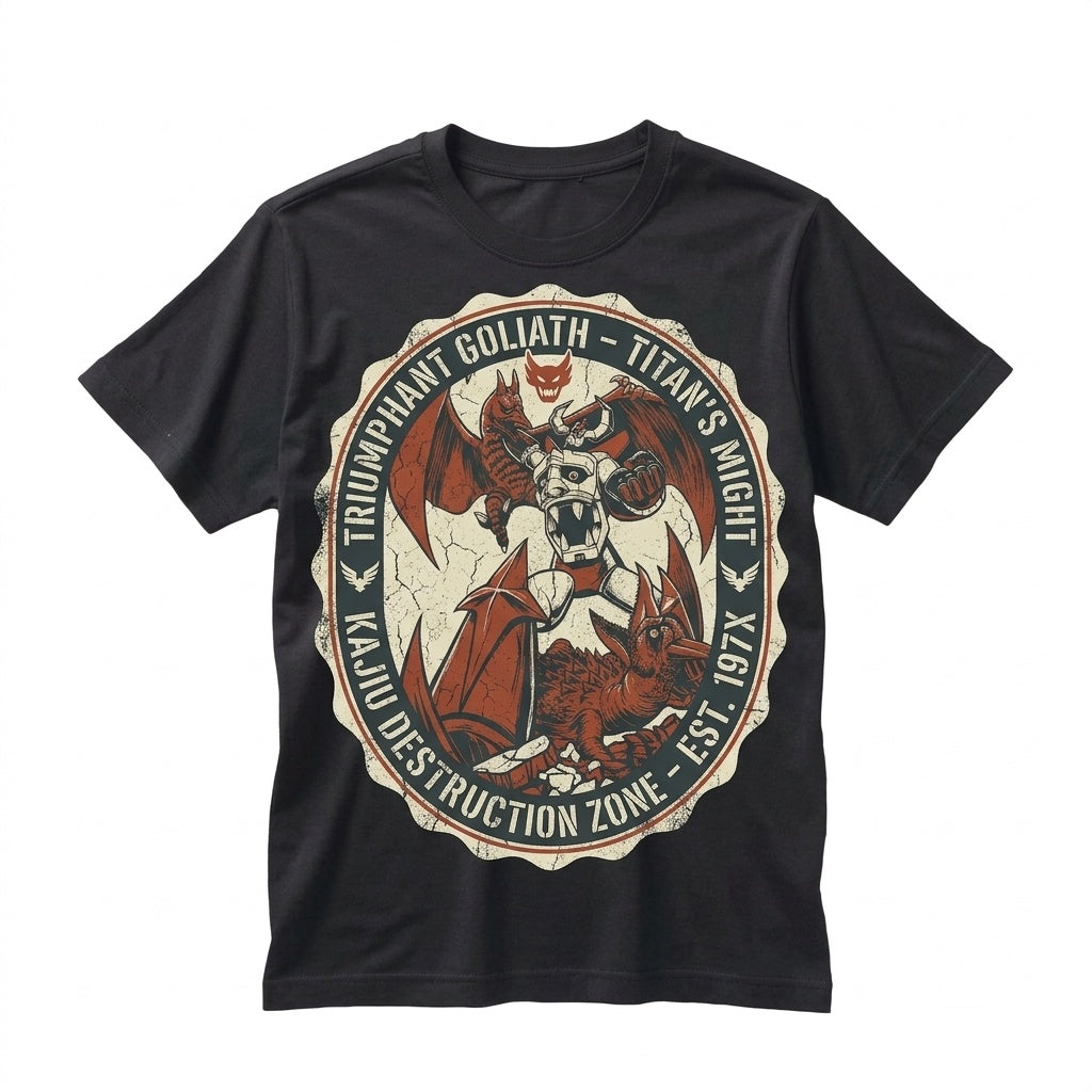 Giant Robot Battle Japanese Kaiju Anime Vintage Art Unisex TShirt