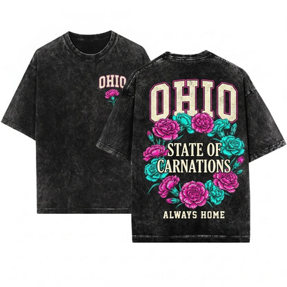 Ohio State Flower Botanical Gardening Travel Gift For Mother Girlfriend Unisex Wash T-Shirt