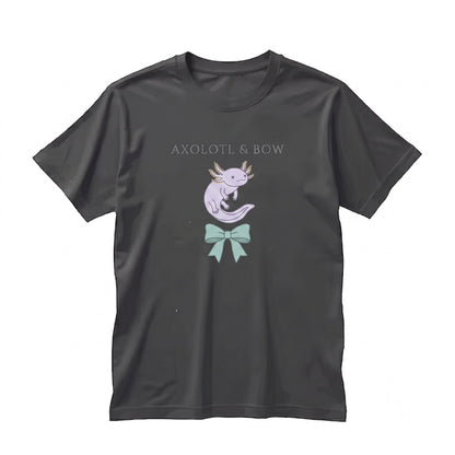 Cute Axolotl Lover Gift Granddaughter Daughter Bow Graphic Pullover Era Unisex TShirt