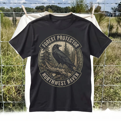 Vintage Gothic Raven Bird Graphic Dark Forest Woodland Wildlife Nature Gift Apparel Unisex TShirt