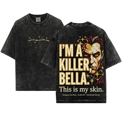 Skin Of A Killer Quote Embroidered Forks Washington Unisex Wash T-Shirt