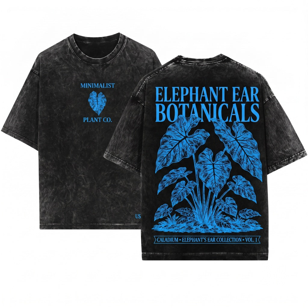 Vintage Elephant Ear Plant Tropical Botanical Leaf Graphic Nature Lover Garden Gift Unisex Wash T-Shirt