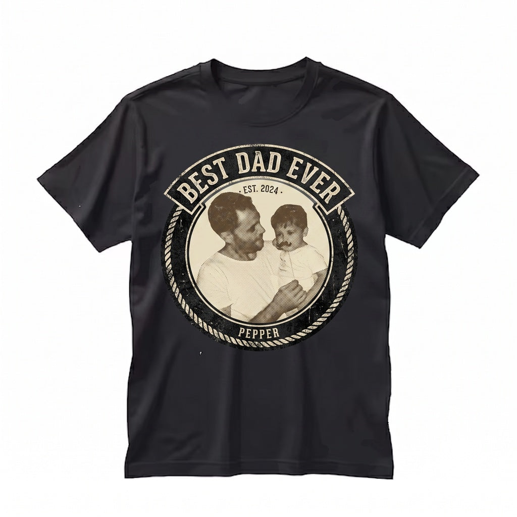 Personalized Photo Dad Christmas Gift, Custom Grandpa Picture Holiday Unisex TShirt