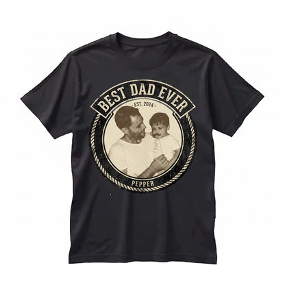 Personalized Photo Dad Christmas Gift, Custom Grandpa Picture Holiday Unisex TShirt