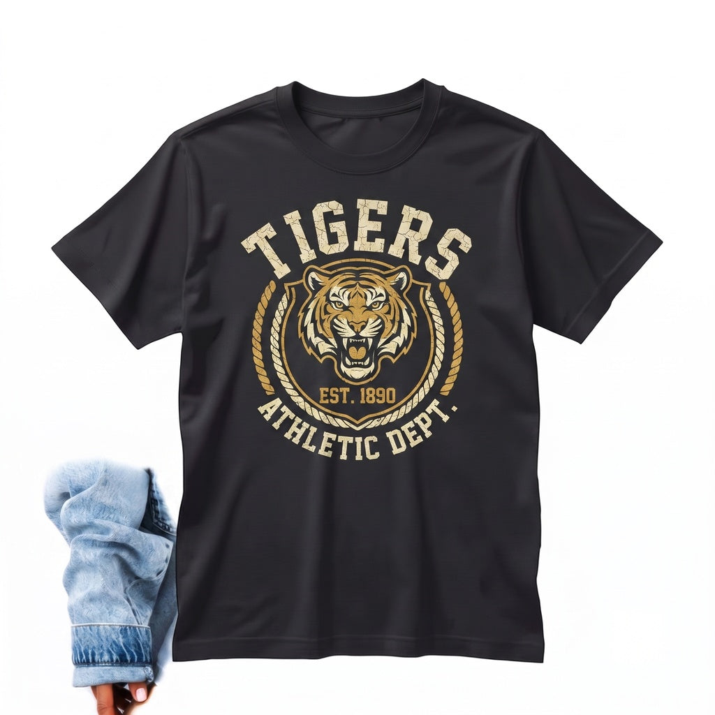 Vintage Tigers Game Day College Spirit Mascot Apparel Tailgate Football Mama Unisex TShirt