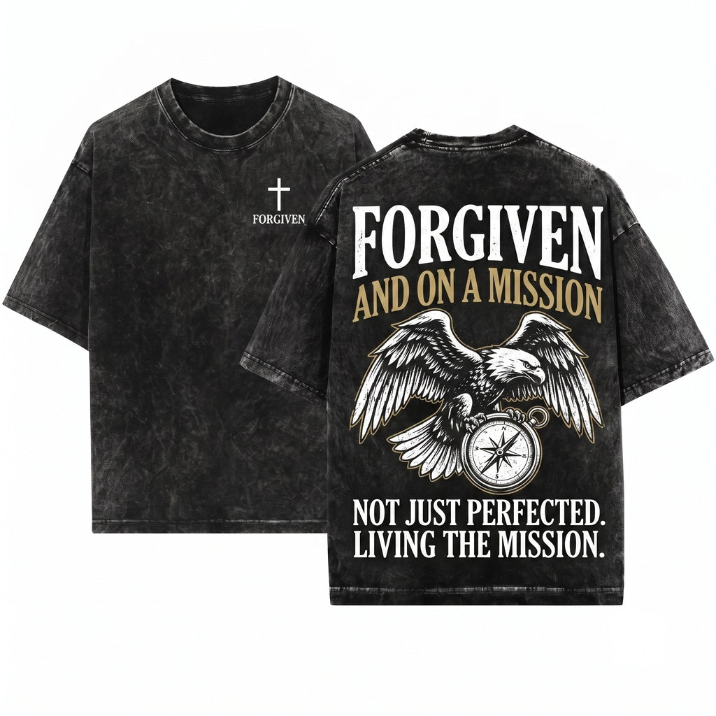 Not Perfect Just Forgiven Christian Religious Faith Quote Unisex Wash T-Shirt
