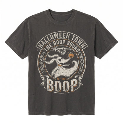 Ghost Dog Boop Skeleton Hand Funny Halloween Theme Park Spooky Family Matching Graphic Apparel, Unisex TShirt