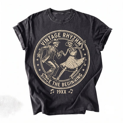 Dancing Skeletons Halloween Vintage Couple Spooky Dance Graphic Unisex TShirt