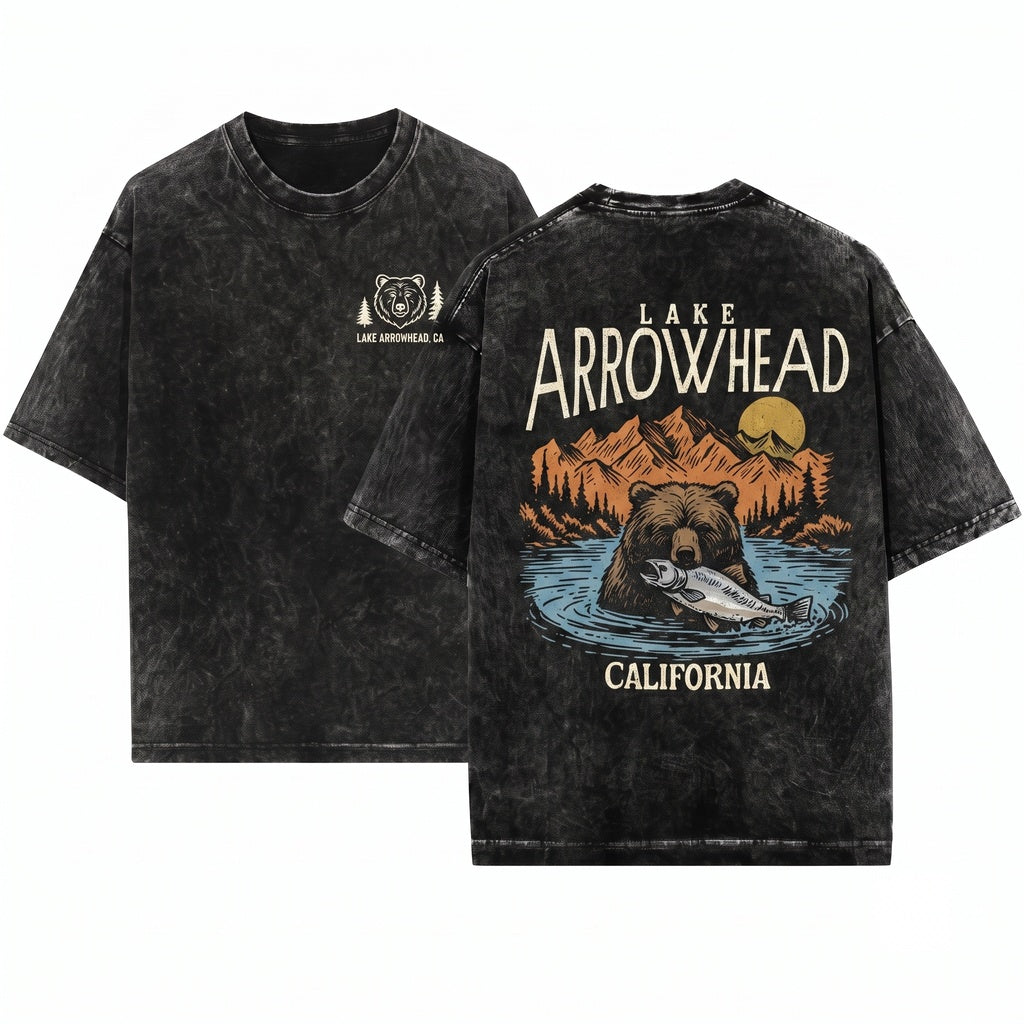 Lake Arrowhead California Mountain Travel Graphic Unisex Wash T-Shirt