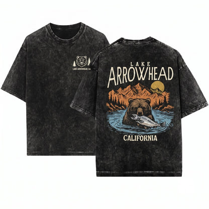 Lake Arrowhead California Mountain Travel Graphic Unisex Wash T-Shirt