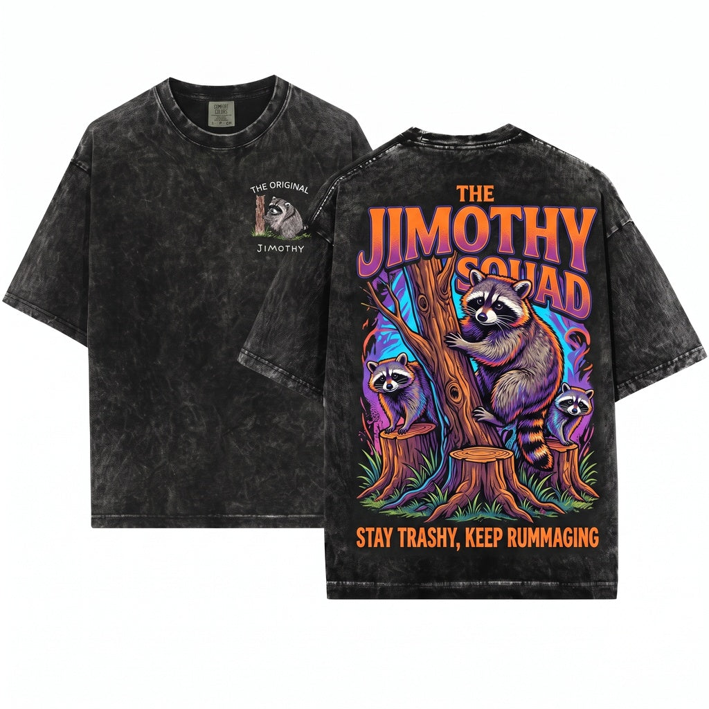 Jimothy Raccoon Seattle Short Spine Viral Meme Funny Animal Lover Unisex Wash T-Shirt