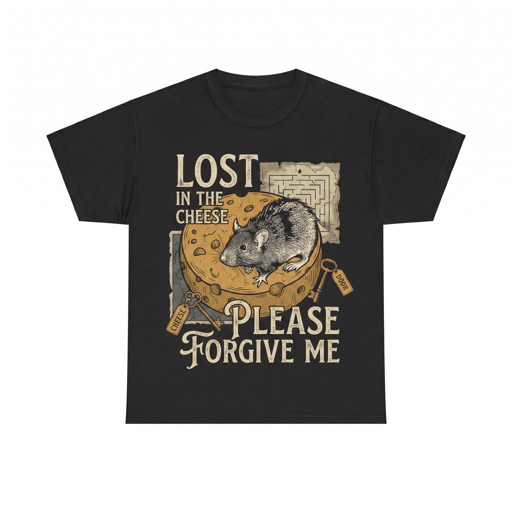 Japanese Retro Rat Graphic Lost in the Cheese Vintage Foodie Apparel Unisex TShirt