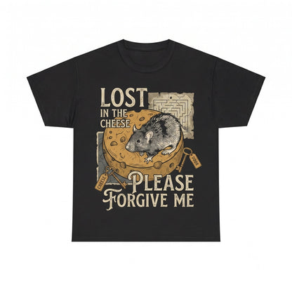 Japanese Retro Rat Graphic Lost in the Cheese Vintage Foodie Apparel Unisex TShirt