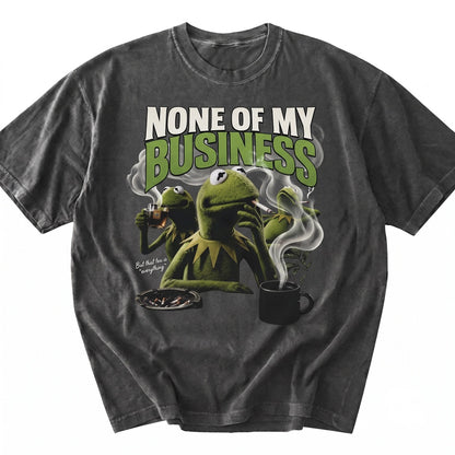 Funny None Of My Business Frog Drinking Tea Sarcastic Meme Graphic Unisex TShirt