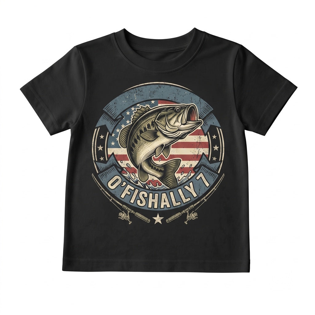 OFishally 7 Kids Seventh Birthday Angler Graphic Apparel Unisex TShirt