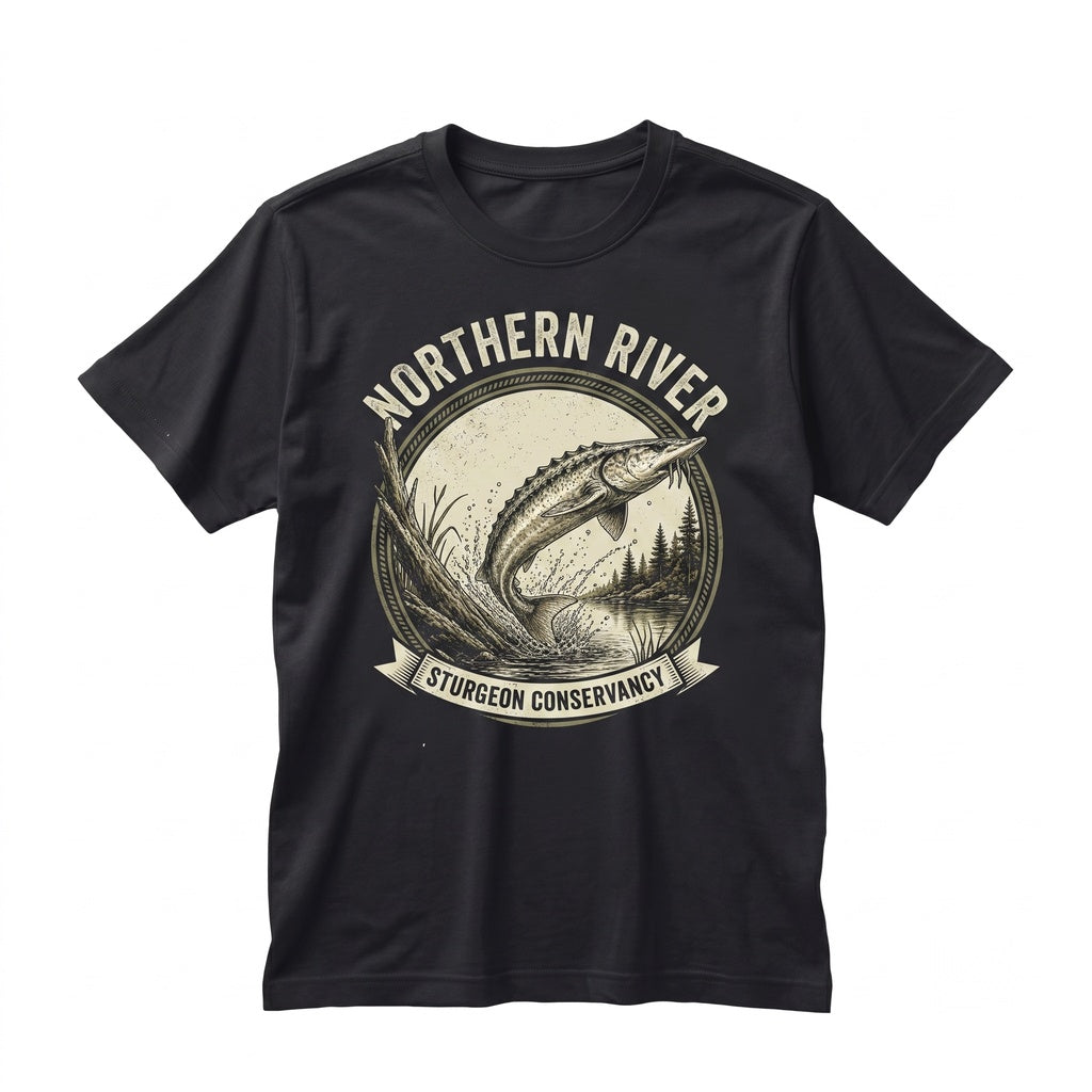 Vintage 90s Sturgeon Fish Retro River Monster Graphic Artistic Lake Nature Aesthetic Fisherman Apparel Unisex TShirt