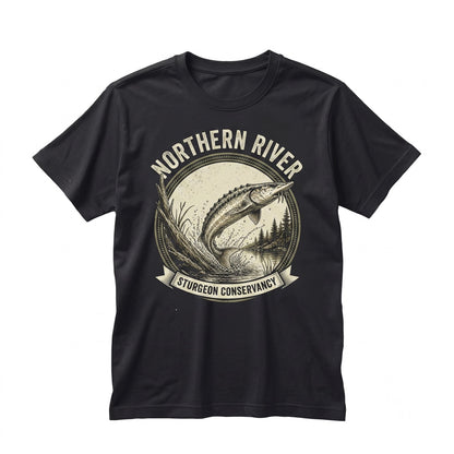 Vintage 90s Sturgeon Fish Retro River Monster Graphic Artistic Lake Nature Aesthetic Fisherman Apparel Unisex TShirt