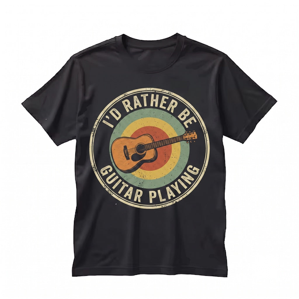 Id Rather Be Playing Acoustic Guitar Retro Music Graphic Musician Unisex TShirt