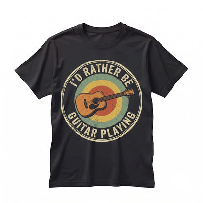 Id Rather Be Playing Acoustic Guitar Retro Music Graphic Musician Unisex TShirt