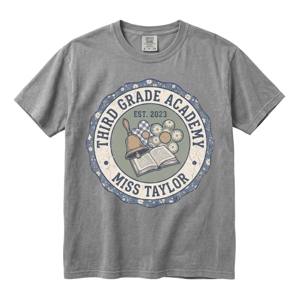 Custom 3rd Grade Teacher Back To School Faux Patchwork Matching Group Unisex TShirt