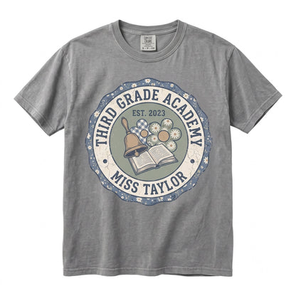 Custom 3rd Grade Teacher Back To School Faux Patchwork Matching Group Unisex TShirt