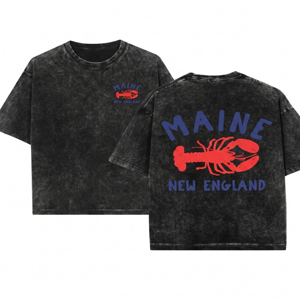 Maine New England Lobster Fisherman Aesthetic Beachy Gift for Travel Lover Unisex Wash T-Shirt
