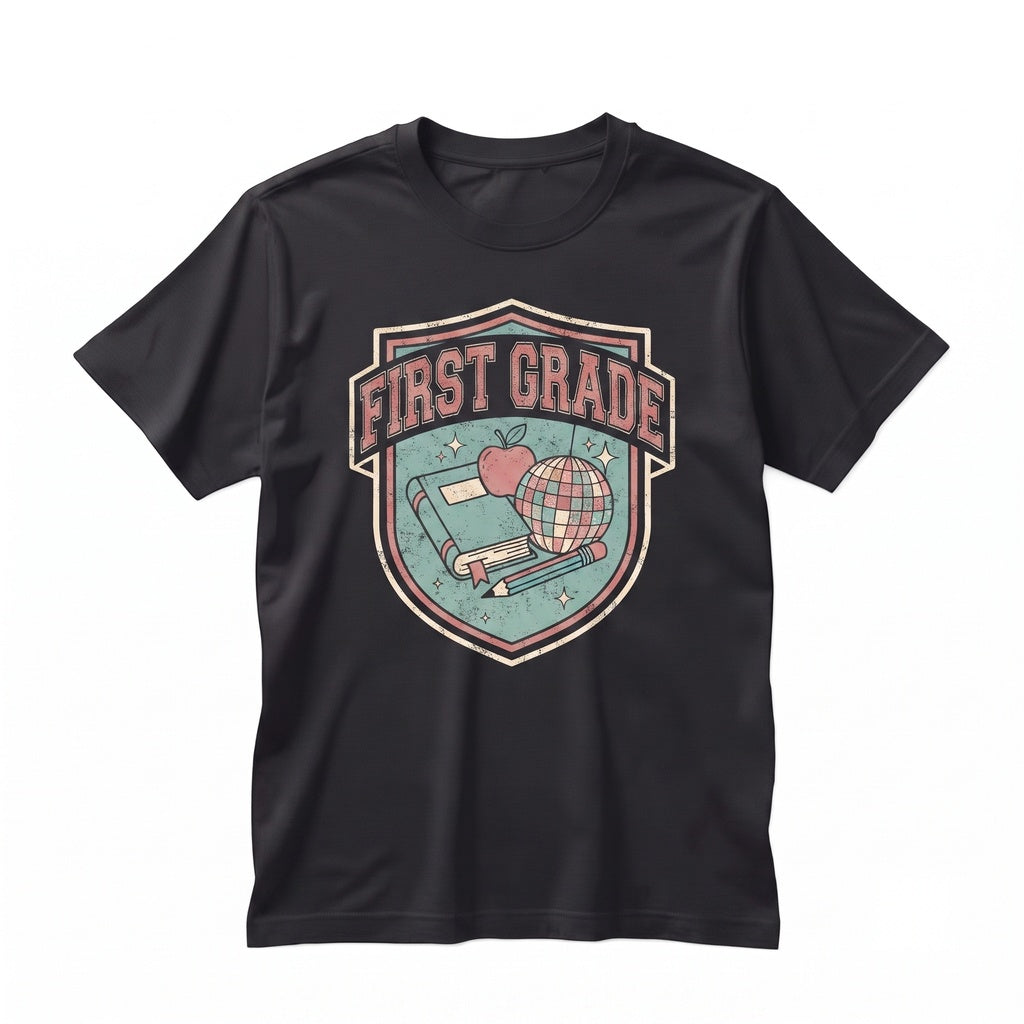 First Grade Teacher Back to School Retro Educator Graphic Unisex TShirt