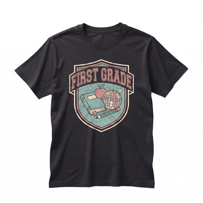 First Grade Teacher Back to School Retro Educator Graphic Unisex TShirt
