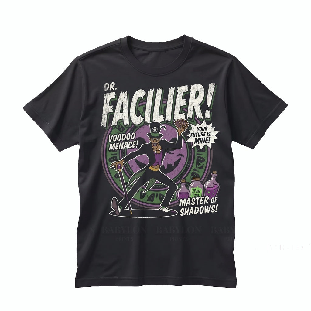 Oversized Dr Facilier Shadow Man Bayou Villain Graphic Cotton Top for Theme Park Vacation, Unisex TShirt