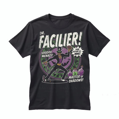 Oversized Dr Facilier Shadow Man Bayou Villain Graphic Cotton Top for Theme Park Vacation, Unisex TShirt