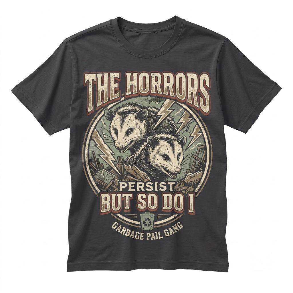 The Horrors Persist But So Do I Opossum Graphic Meme Funny Animal Lover Gift Unisex TShirt