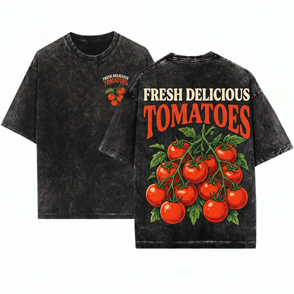 Organic Garden Fresh Tomato Farm Harvest Graphic Apparel Unisex Wash T-Shirt