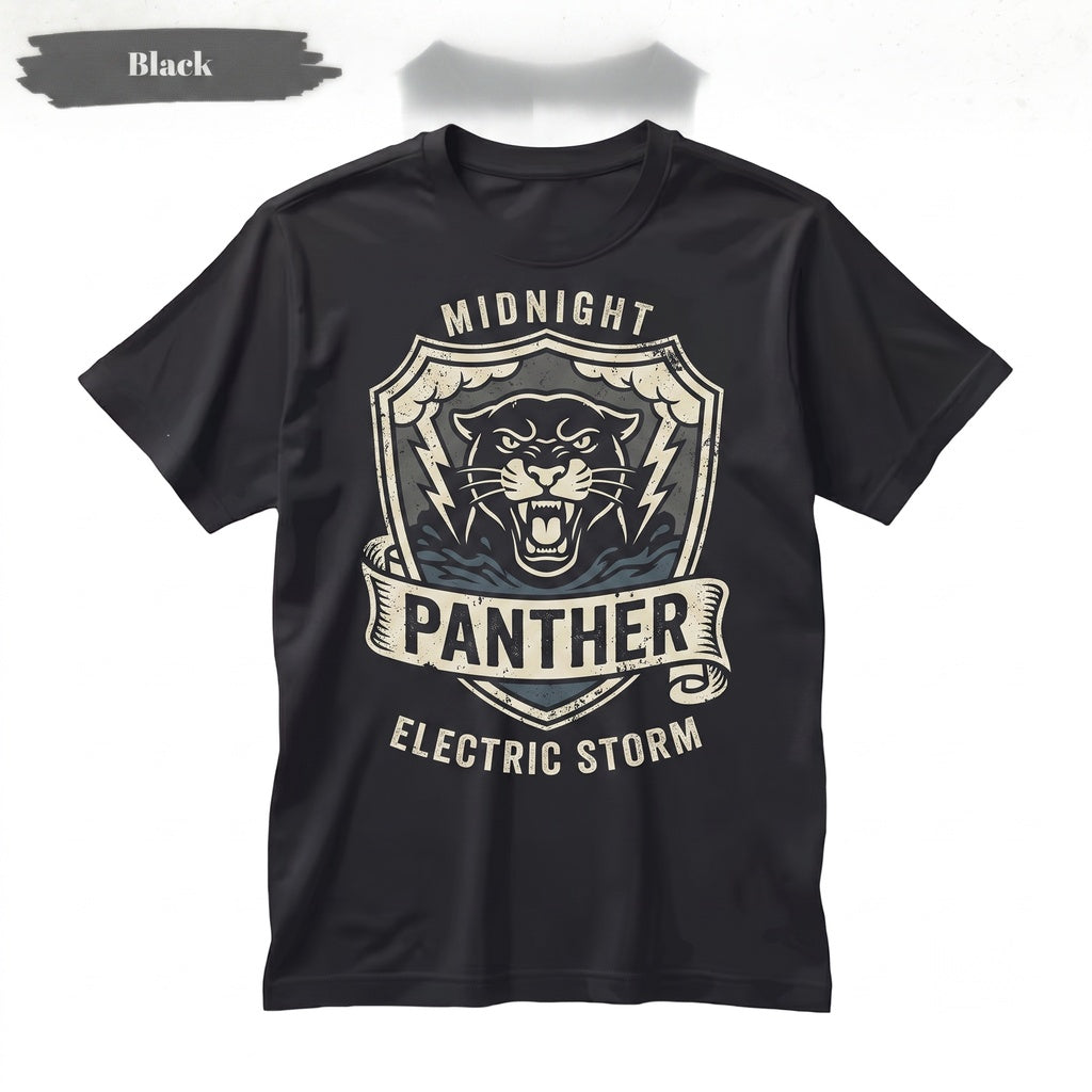 Black Panther Moon Gothic Lightning Big Cat Dark Wildlife Art Halloween Fantasy Animal Gift Men Women Unisex TShirt