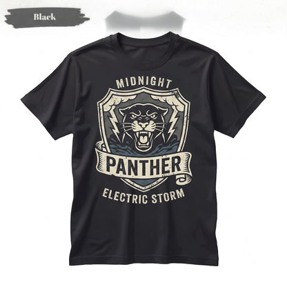 Black Panther Moon Gothic Lightning Big Cat Dark Wildlife Art Halloween Fantasy Animal Gift Men Women Unisex TShirt