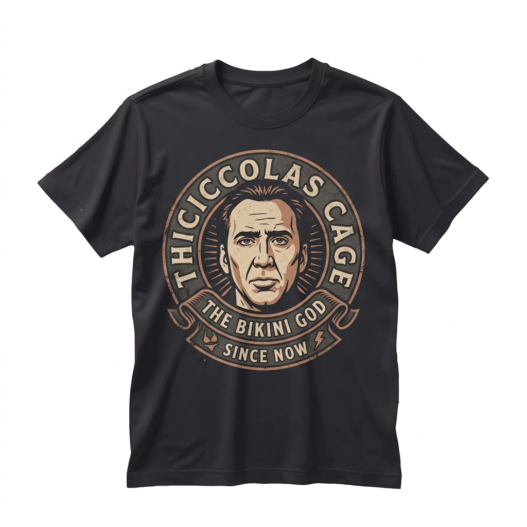 Thiccolas Cage Thicc Meme Pop Culture Comedy Graphic Apparel Unisex TShirt