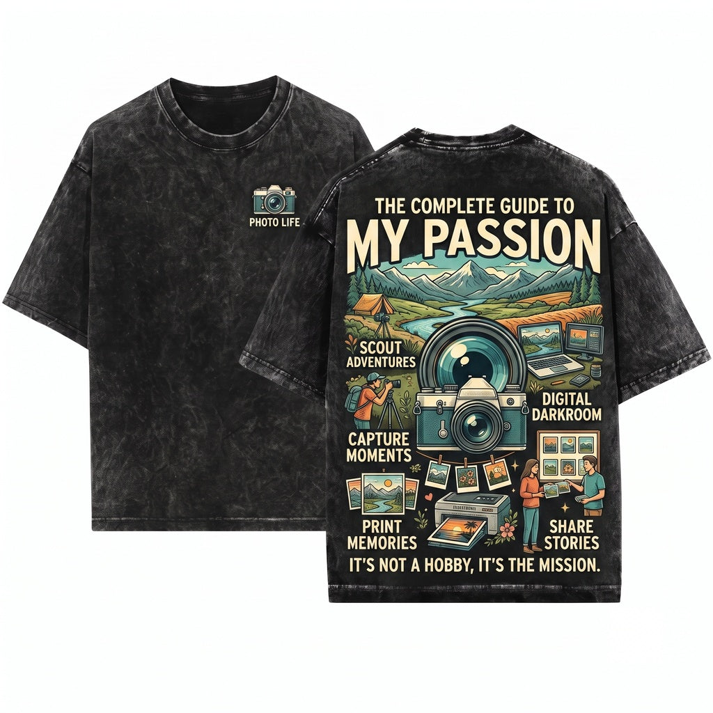 Funny Photographer Hobby Spare Time Leisure Activity Camera Lover Graphic Unisex Wash T-Shirt