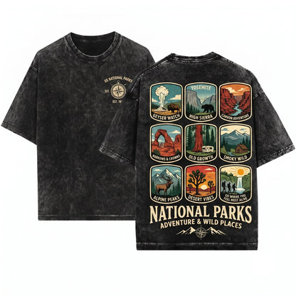 Explore Wild National Parks Vintage Nature Graphic Retro Hiking Camping Adventure Travel Gift Unisex Wash T-Shirt