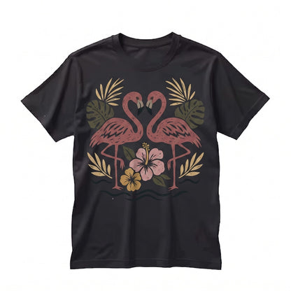 Pink Flamingo Tropical Beach Vacation Front Back Graphic Apparel Unisex TShirt