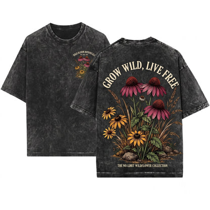Classic Coneflower Graphic Wildflower Botanical Prairie Garden Vintage Nature Gift Unisex Wash T-Shirt