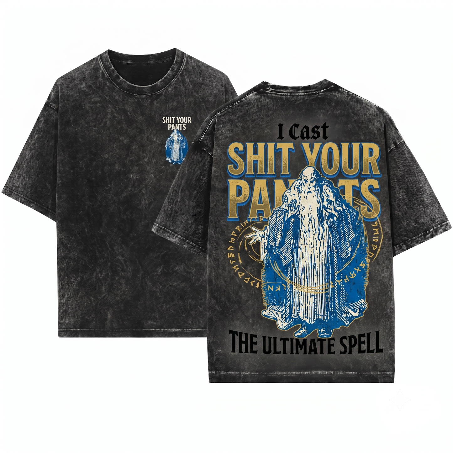 Retro I Cast Shit Your Pants Wizard Shirt Funny DnD RPG Gamer Spellcaster Sarcastic Meme Gift Unisex Heavyweight Garment-Dyed T-Shirt