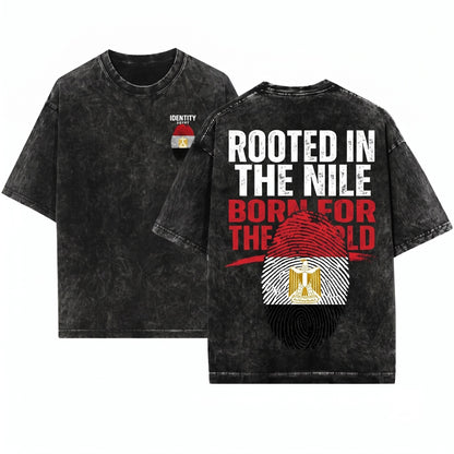 Egyptian Flag DNA National Pride Patriotic Heritage Gift Apparel Unisex Wash T-Shirt