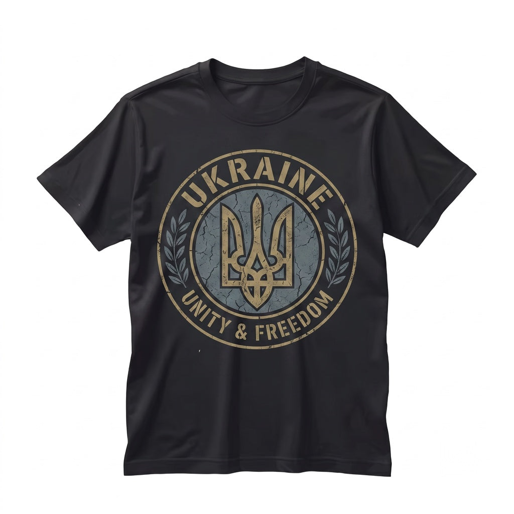 Ukraine Flag Tryzub Symbol Love Support Patriotic Country Heritage Roots Gift for Dad Mom Family Outfit Unisex TShirt