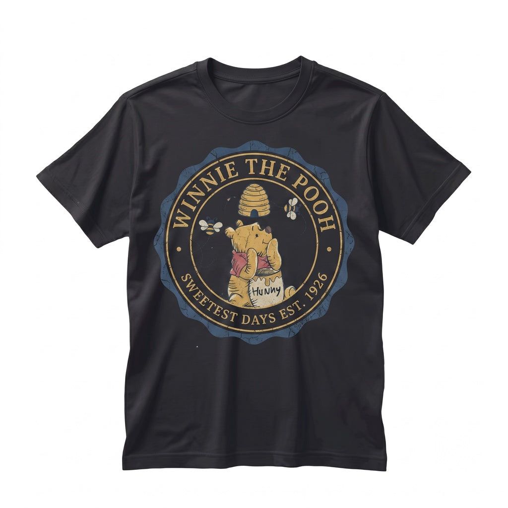 Winnie The Pooh Bear Hunny Pot Bees Theme Park Vacation Graphic Top Unisex TShirt
