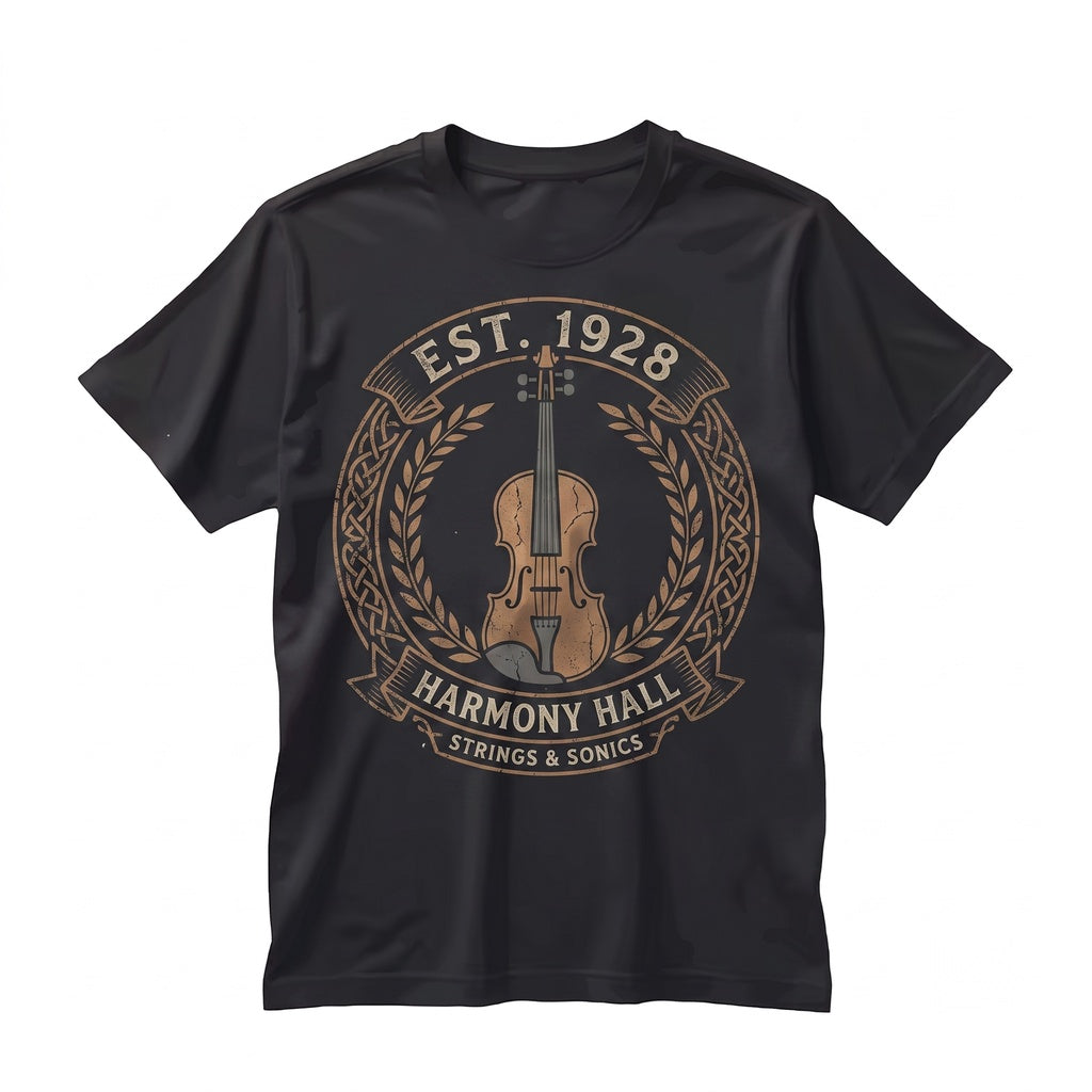 Violin Classical Orchestra Instrument Faux Gold Leaves Graphic Musician Unisex TShirt
