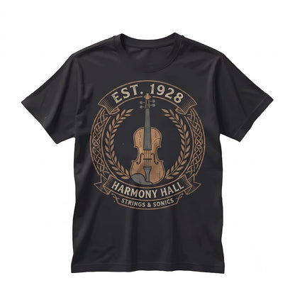 Violin Classical Orchestra Instrument Faux Gold Leaves Graphic Musician Unisex TShirt
