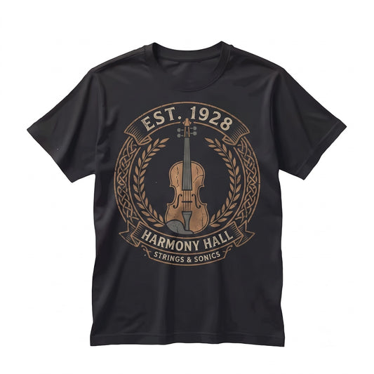 Violin Classical Orchestra Instrument Faux Gold Leaves Graphic Musician Unisex TShirt