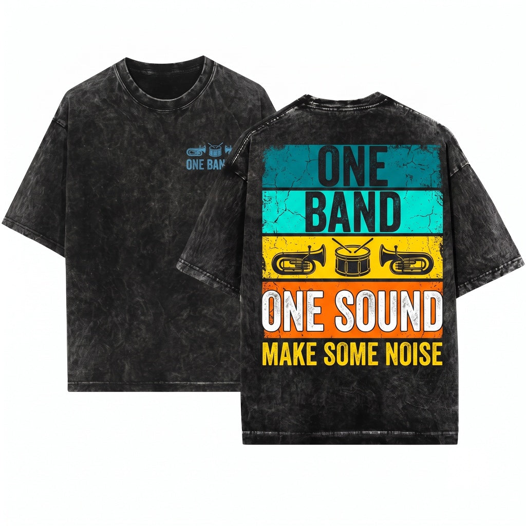 One Sound Marching Band Pride Musician Graphic Vintage Unisex Wash T-Shirt